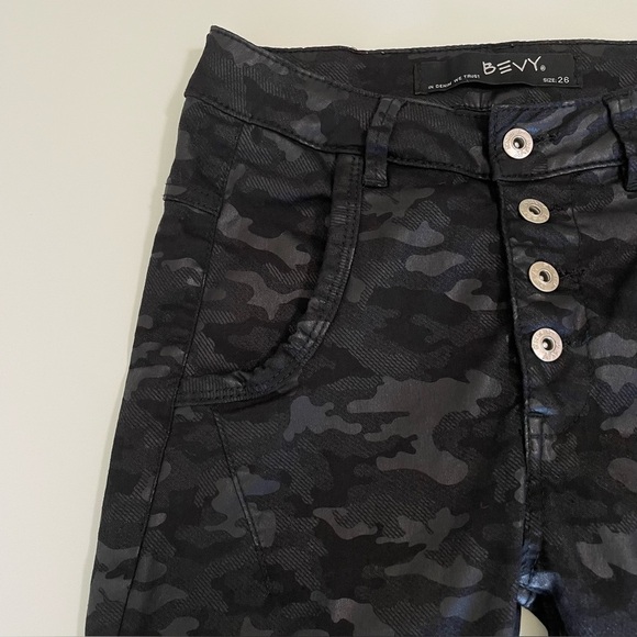 Bevy Flog Commando Button Fly Pant Stretch Cotton Black Camo Size 26 - Picture 10 of 16